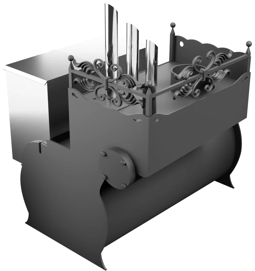 Печь Горыныч 3, каменка закрытая с парогенератором с левой стороны, малая дверь со стеклом фото в Уфе