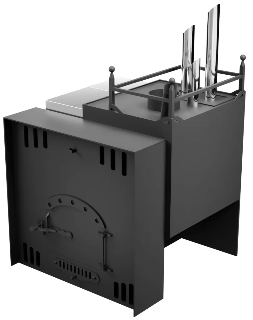 Печь Горыныч Мини, каменка закрытая с парогенератором с правой стороны, естественная система воздушного отопления фото в Уфе