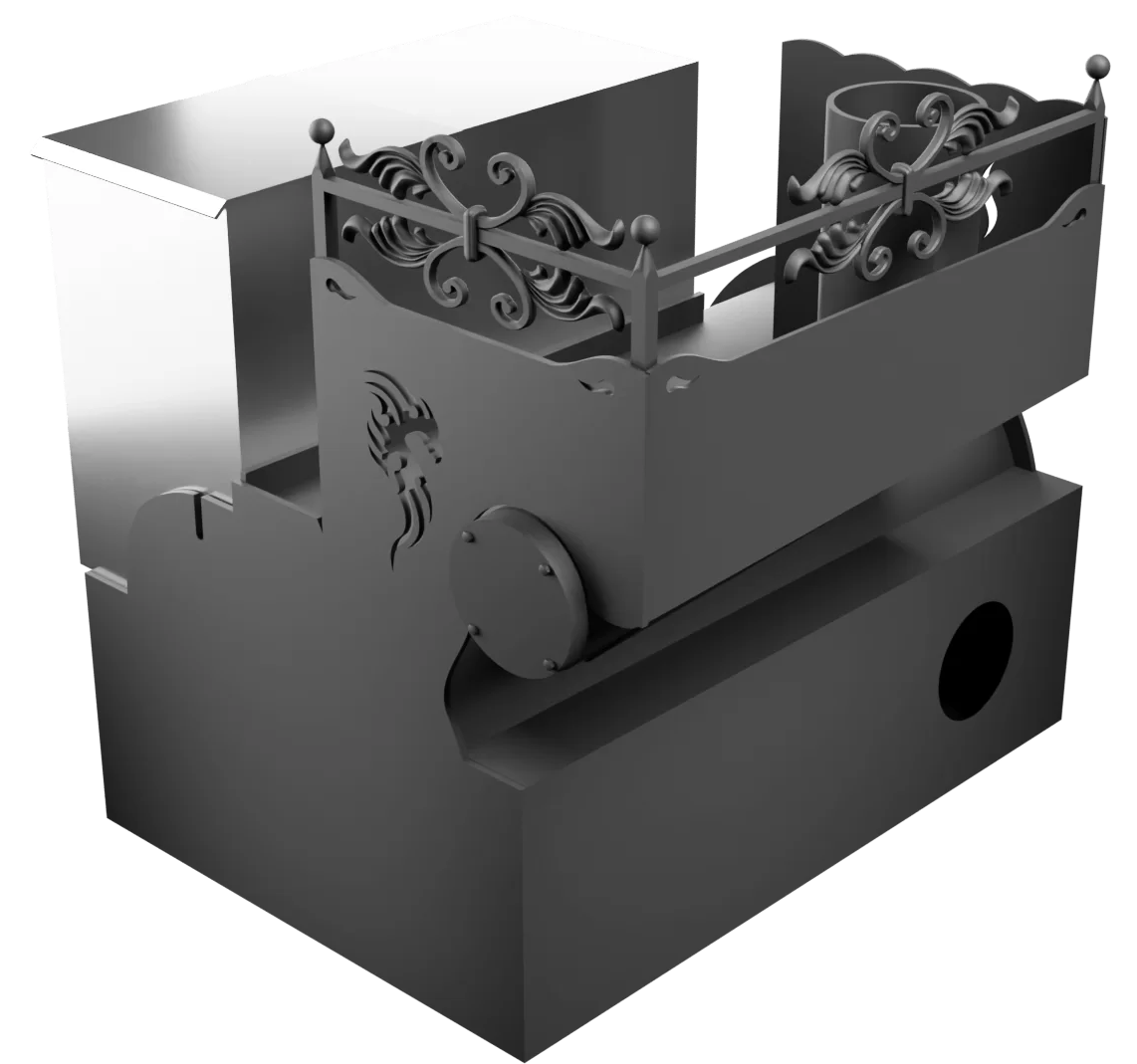 Печь Горыныч 3, каменка с левой стороны, малая дверь со стеклом, система воздушного отопления фото в Уфе