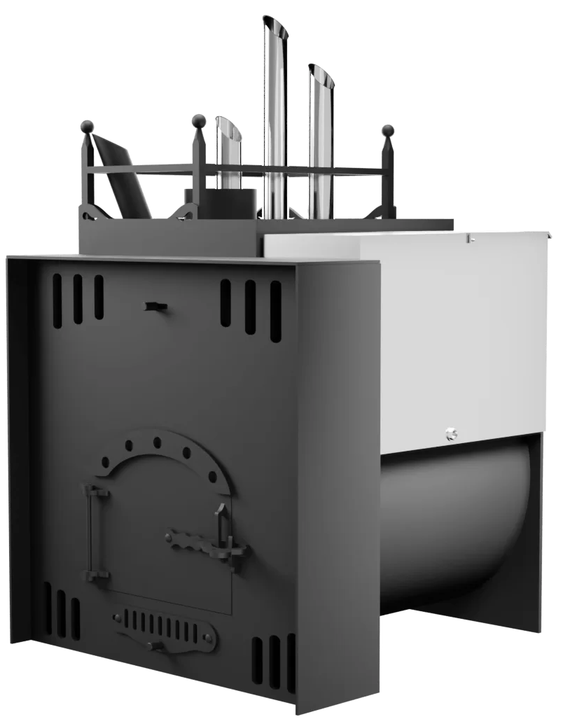 Печь Горыныч Мини, каменка закрытая с парогенератором с левой стороны, естественная система воздушного отопления фото в Уфе