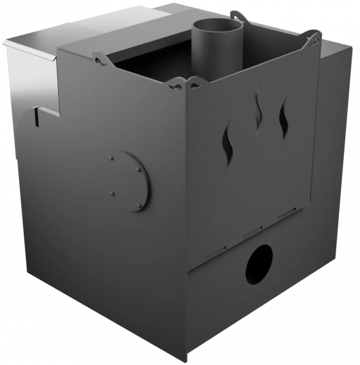 Печь Горыныч Мини, каменка с левой стороны, малое стекло, система воздушного отопления с порталом фото в Уфе