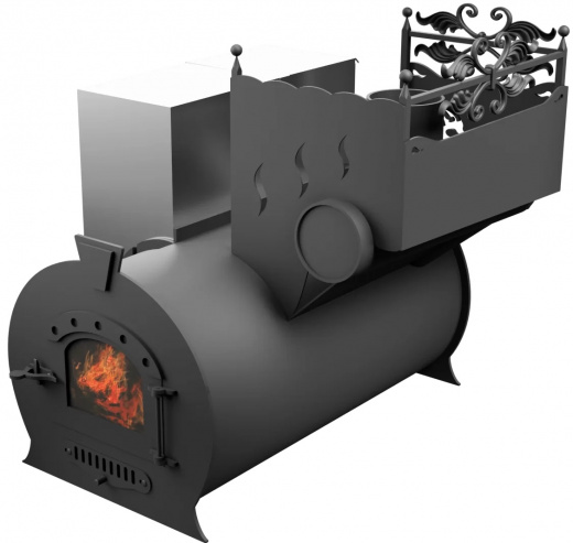 Печь Горыныч 3, каменка с правой стороны, малая дверь со стеклом фото в Уфе