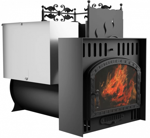 Печь Горыныч 3, каменка с правой стороны, большая дверь со стеклом, естественная система воздушного отопления фото в Уфе